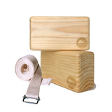 Pack 2 Bloques de madera + Cinto de yoga 2 mt